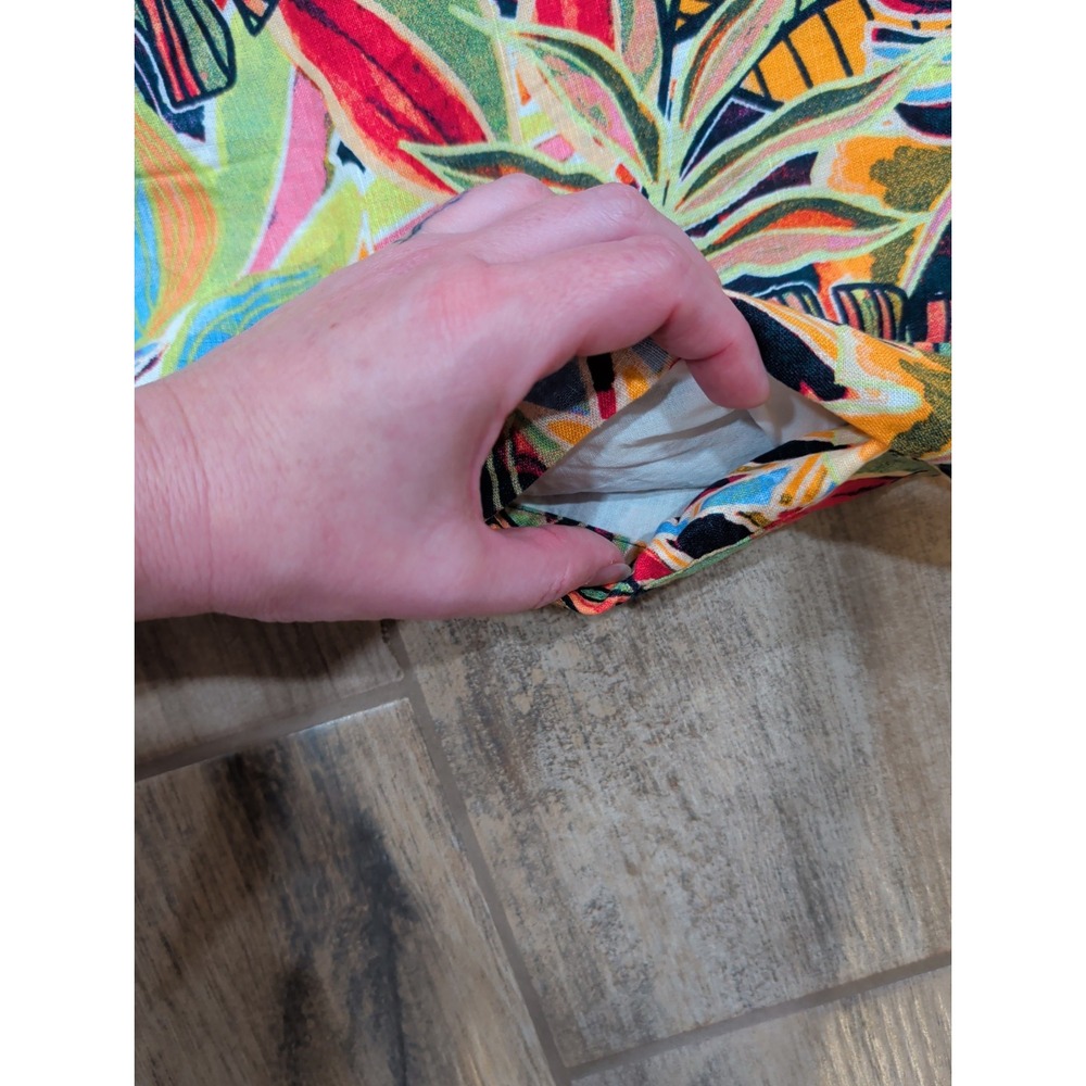 C&C California Shift Dress Womens XS Multicolor Tropical Leaf Linen Pockets - Picture 8 of 16